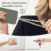 Vista 6 de Dije de piedra natural para teléfono, correa de muñeca de teléfono curativa con cuentas, cordón de cadena para teléfono celular hecho a mano