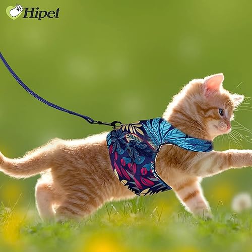 Miniatura 6 de Arnés y correa para caminar, a prueba de escapes, tela de malla de aire, chaleco para caminar al aire libre con tiras reflectantes para gatos lindos