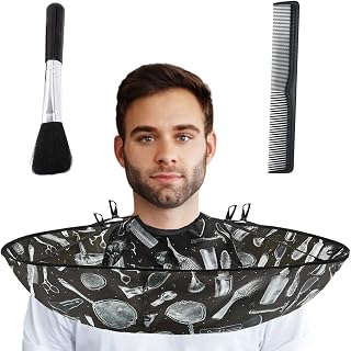 Frisierumhang Erwachsene, Haarschneideumhang mit verstellbarem Verschluss, 3-teiliges Friseurset inklusive Bürste und Kamm, ideal für Salon und Heimgebrauch