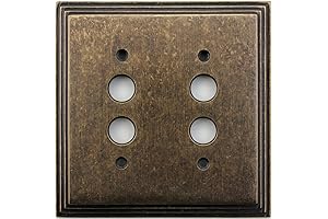 Classic Accents Deco Aged Antique Brass 2 Gang Push Button Light Switch Wall Plate