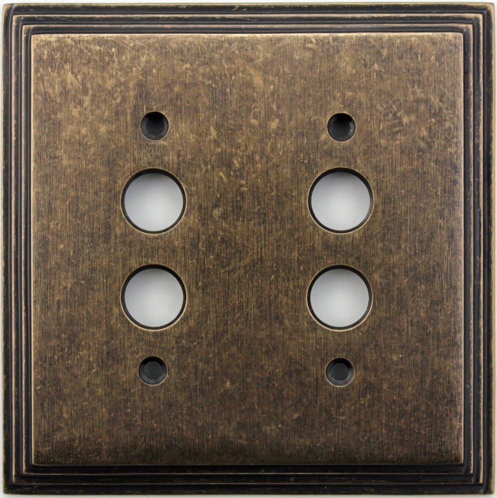 Classic Accents Antique Brass 2 Gang Push Button Light Switch Wall Plate
