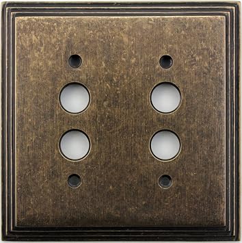 Classic Accents Deco Aged Antique Brass 2 Gang Push Button Light Switch Wall Plate