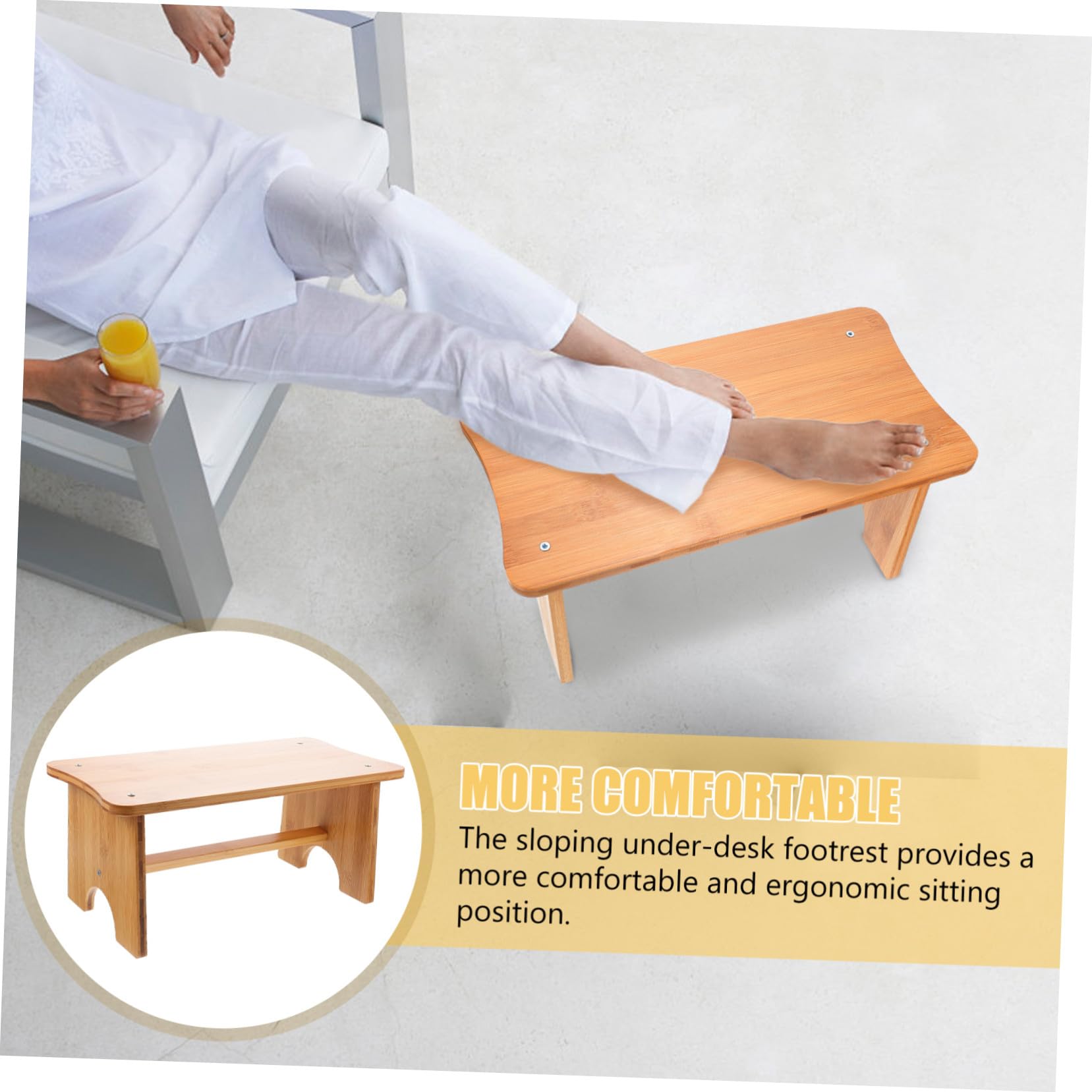 ABOOFAN Poggiapiedi in Legno Ergonomico per Adulti Sgabello Antiscivolo e Compatto per Ufficio e Casa Supporto Comfort e Benessere Gambe