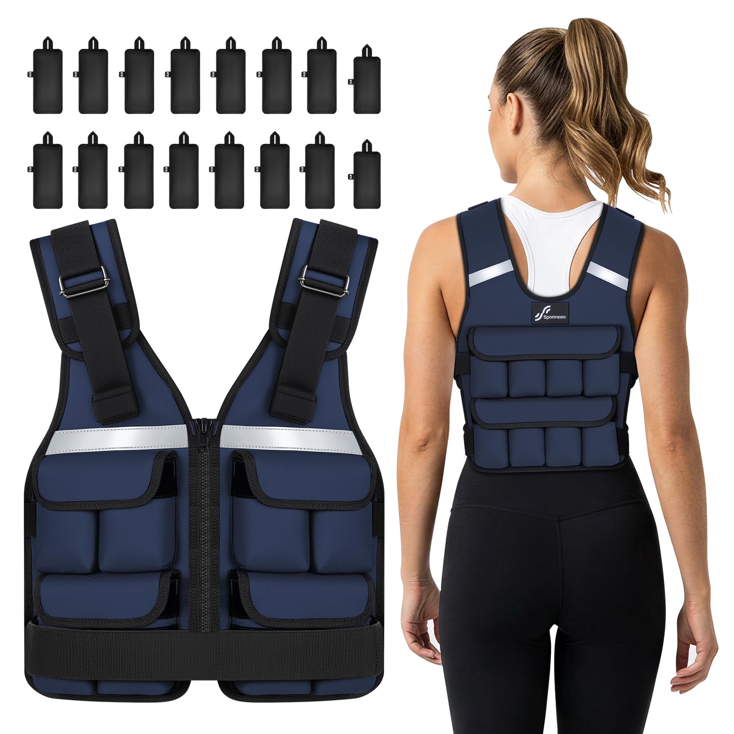 Sportneer Weighted Vest 0.9-13.6kg, Blue