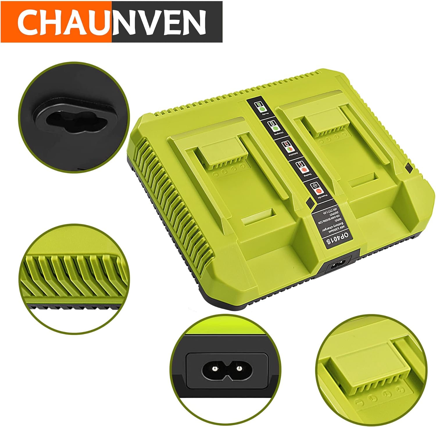 40V Charger for Ryobi,OP401 40 Volt Lithium ion Battery Dual Charger for OP4015 OP4026 OP4030 OP4040 OP4050 OP4060 Battery - Image 5