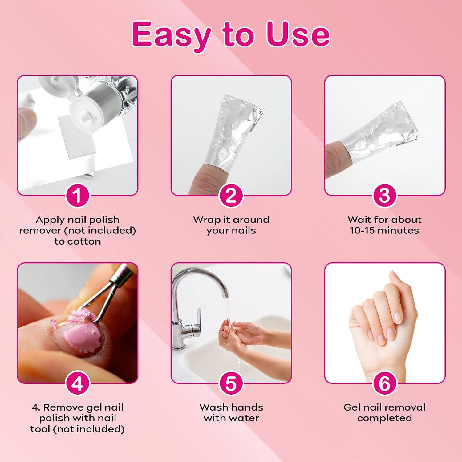 400 pcs Nail Polish Remover Foil Nail Wraps, Nail Foils Soak Off, Gel Finger Polish Remover Foil Wraps with Pre-attached Lint Free Larger Cotton Pad for Nails Removal
