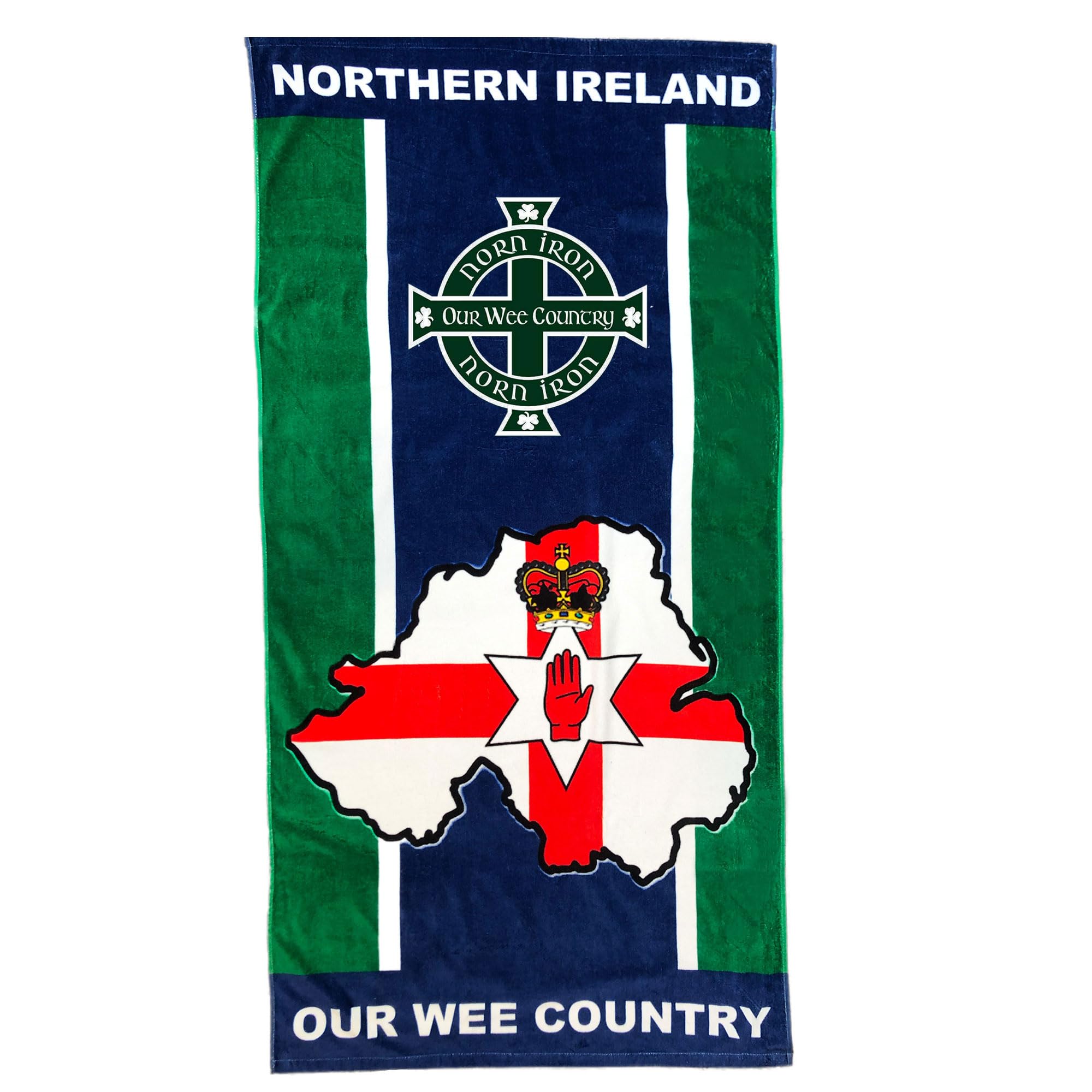 Beyond Happy Northern Ireland Giant Flag Beach, Pool & Bath Towel, 100% Cotton & 150cm X 75cm, Northern Ireland Ulster Our Wee Country Holiday Beach Towel, Big Towel for Northern Ireland Sports Fans