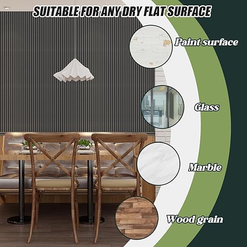 Miniatura 5 de Oxdigi Papel tapiz autoadhesivo con listones de madera, 35.4 x 196 pulgadas (48.4 pies cuadrados), patrón 3D, PVC autoadhesivo, extraíble, apto para