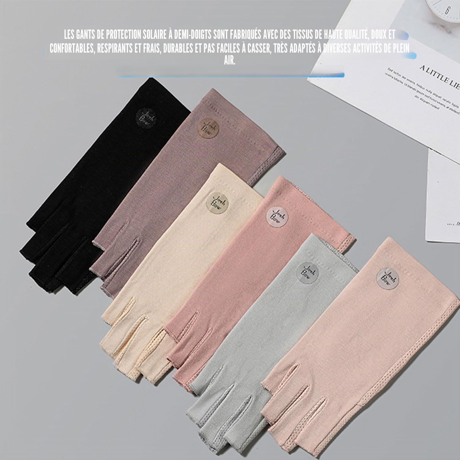 Gants de conduite d'été femme protection UV antidérapants ongles en gel équitation cyclisme