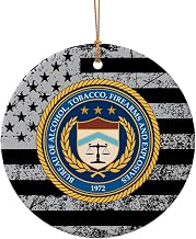 US Bureau of Alcohol Tobacco and Firearms ATF Christmas Ornaments, Round Ceramic Porcelain Ornaments for Xmas Christmas Tree Decor, Home Ornament Office Decoration Xmas Souvenirs