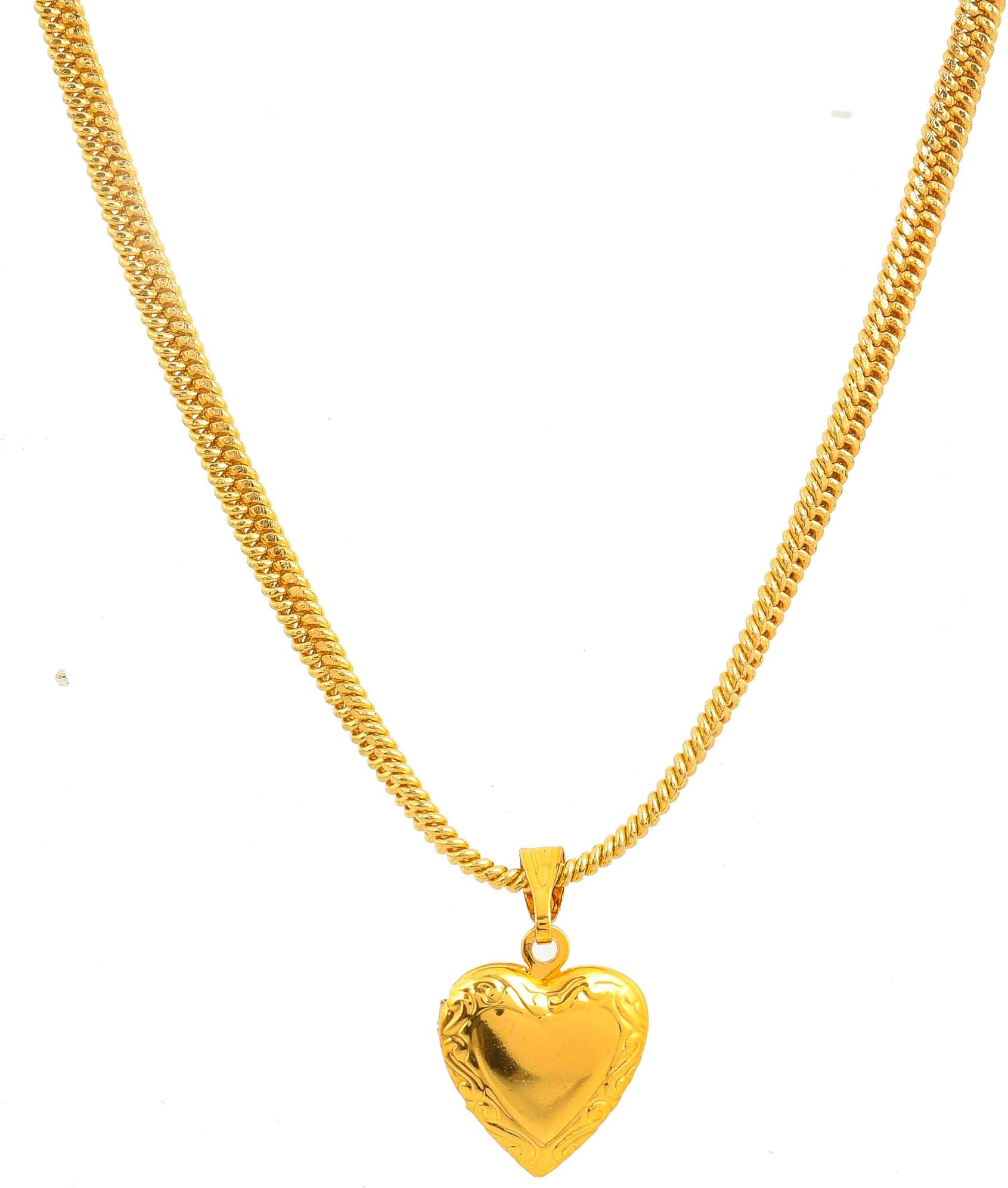 Heart Shape Love Locket Pendant | Open Heart Pendant Chain Jewellery For Women/Girls Valentine Day gift | Gold plated Heart Photo Pendant with Chain for Women
