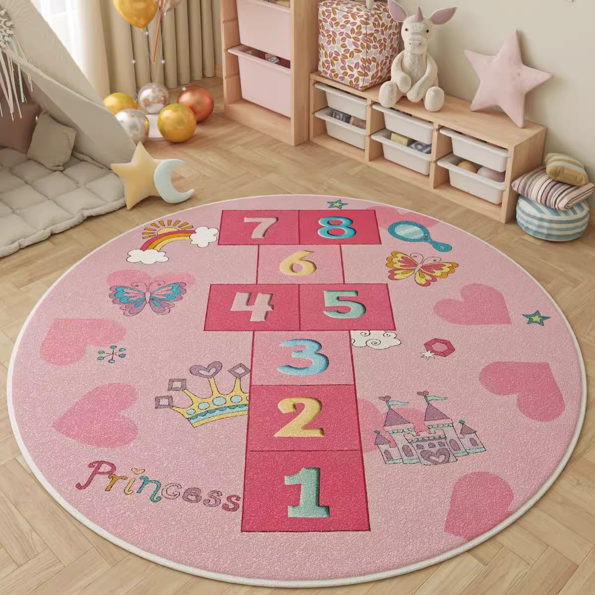 Alfombra redonda de pelo corto rosa para dormitorio infantil, alfombrilla suave de 100 cm