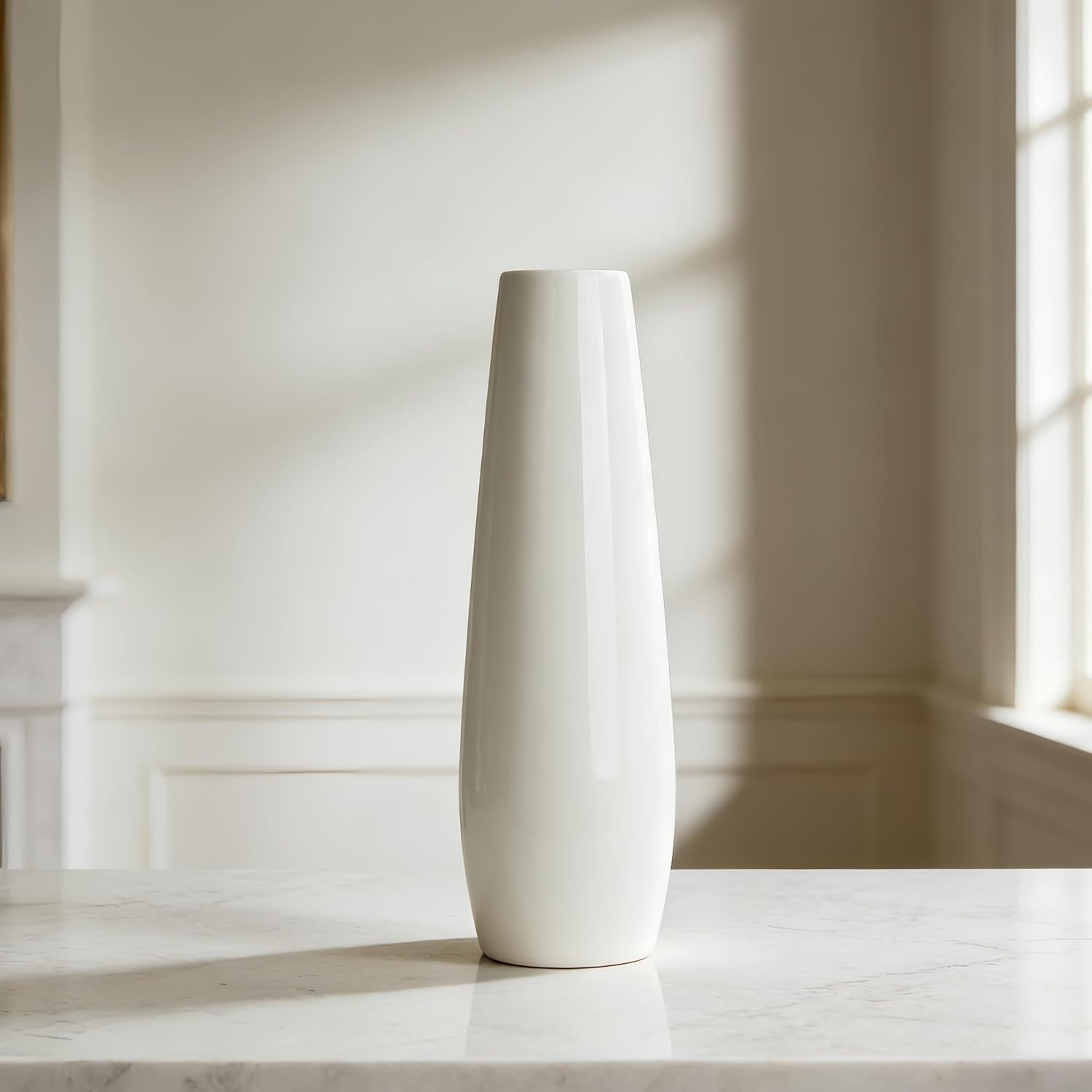 12 Inch White Vase Ceramic Flower Vase, Tall Vases for Pampas Grass, Home Decor, Modern Textured Vases for Living Room Decorations,Table Centerpieces,Shelf,Farmhouse Small Ceramic Vase