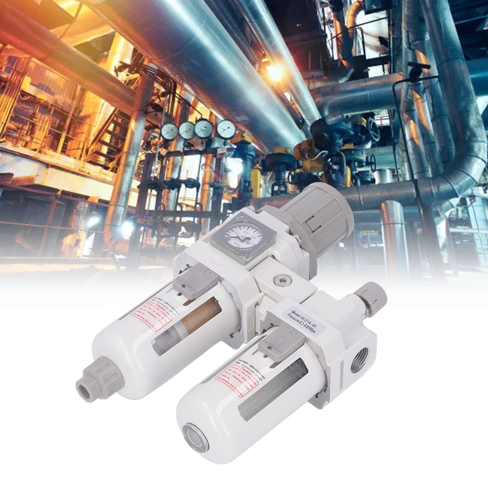 Regulador de presión de aire con filtro separador de aceite y agua, regulador de filtro de aire comprimido G3/8", válvula de control de de secado ajustable para