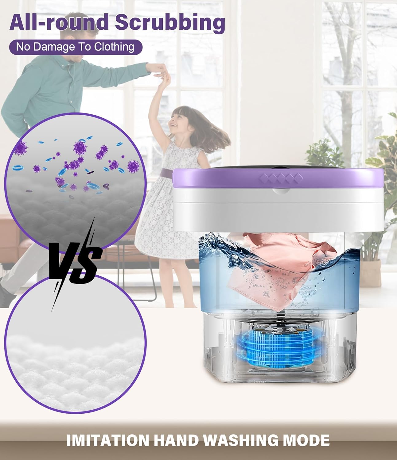 13L Portable Washing Machine, Mini Portable Washer with Spin Dryer, 3 Modes Deep Cleaning for Baby Clothes Socks Underwear or Small Items, small Washing Machine suitable for Apartment,RV Travel Purple