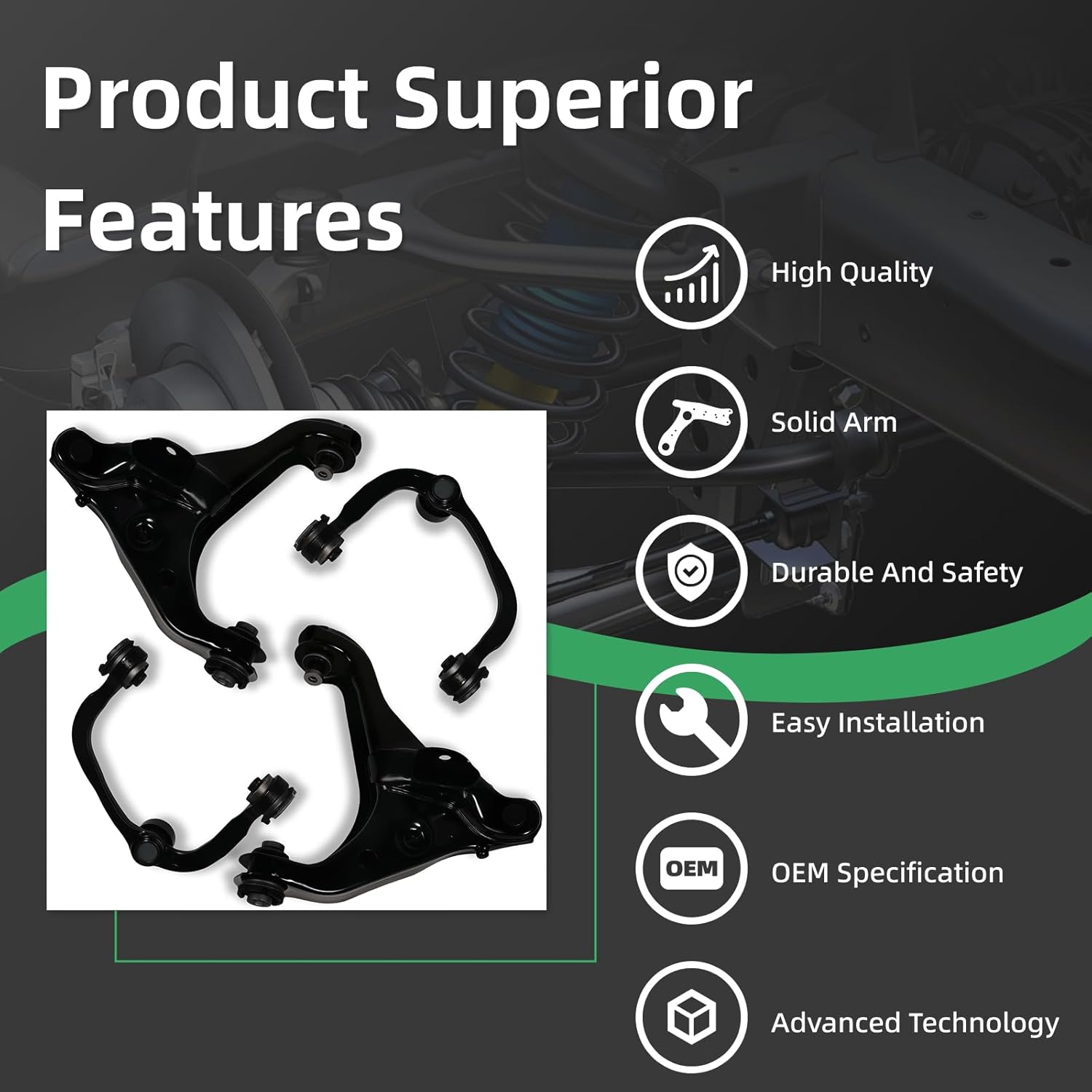 4PCS Front Upper Lower Control Arm for Ford 2009 2010 2011 2012 2013 F 150/ Expedition, for Lincoln 2009-2013 Navigator K80306 K80308 K621267 K621266
