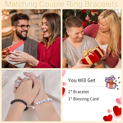 Miniatura 5 de Matching Bracelets for Couples Valentines Day Gifts for Her Love Heart Locked Bracelets for Bf and Gf Valentines Day Gifts