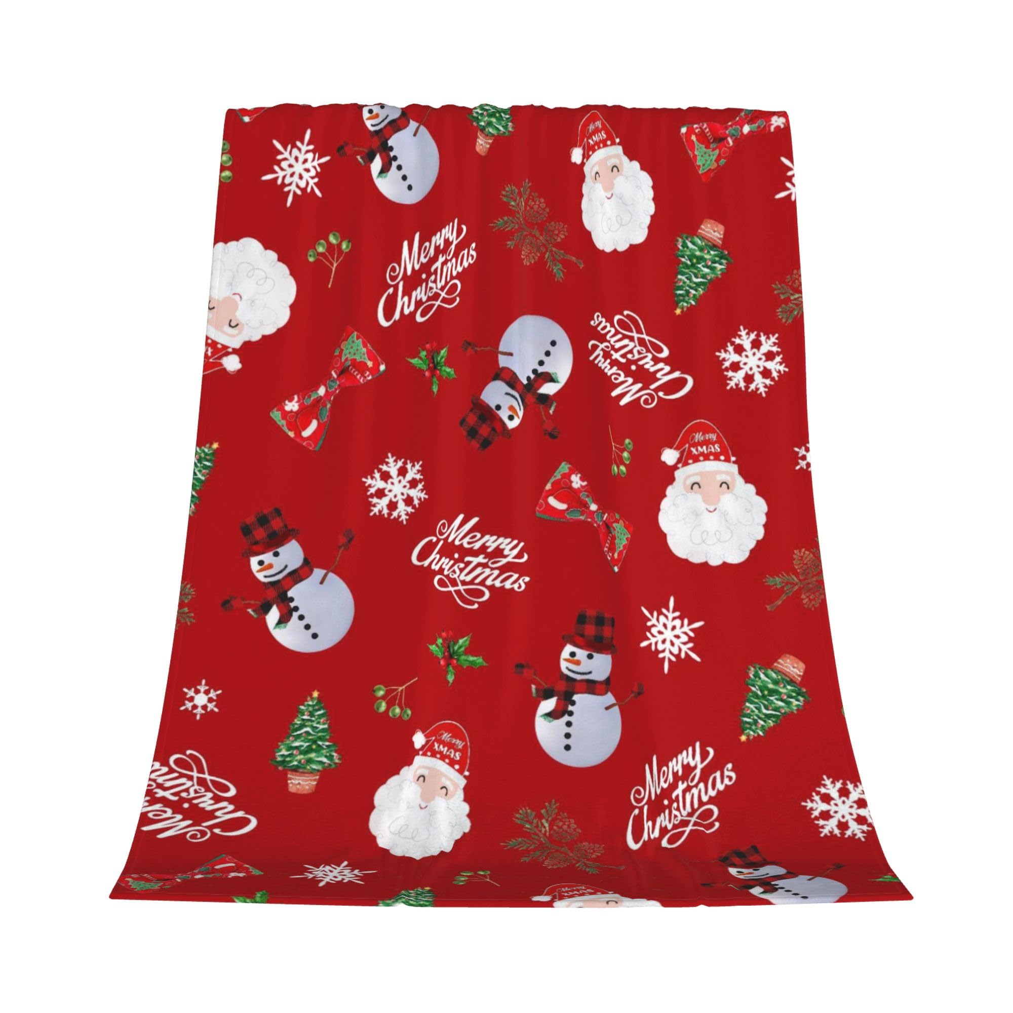 Gelasgo Christmasl Throw Blanket Christmas Tree Snowflakes Santa Claus Ultra Soft Flannel Blanket,Cozy Warm Lightweight Gift for Adults Kids,Machine Washable Couch Bed Blankets 150x200cm — image 1