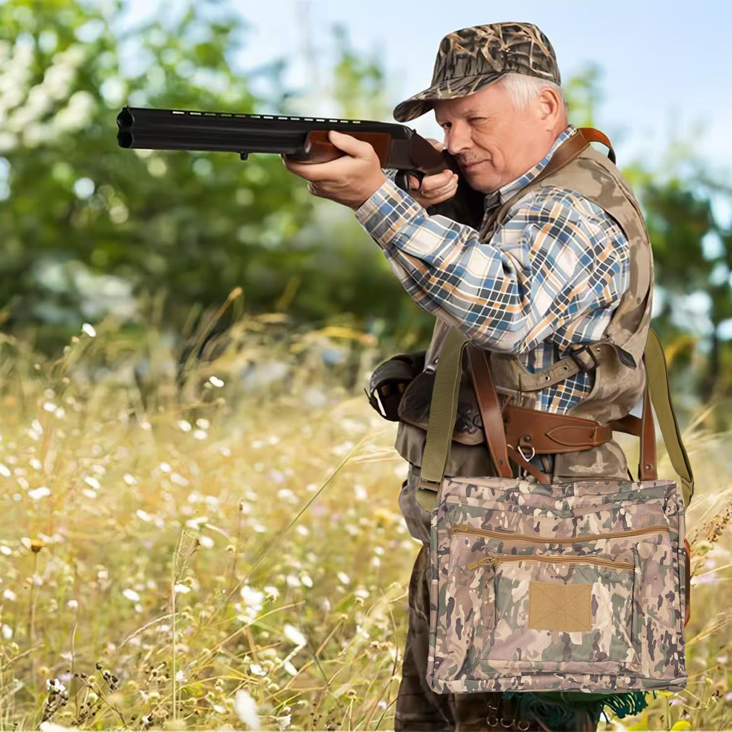 20"x15" Range Target Carry Case with 3 Zipper Pockets and Front Hook & Loop Panel, Fits 8"x8", 12"x12", 12"x18" Targets –Camouflage Portable Shooting Accessory Bag, Targets Not Included