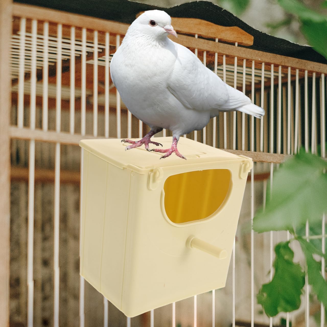 Balacoo 3 Pcs Plastic Bird Nest Box, Bird Breeding Box with Hooks for Birdcage Hanging - Squirrel Nesting House for Finch, Parrot, Budgie, Parakeets Cockatiels (Double Holes at The Front and Back)