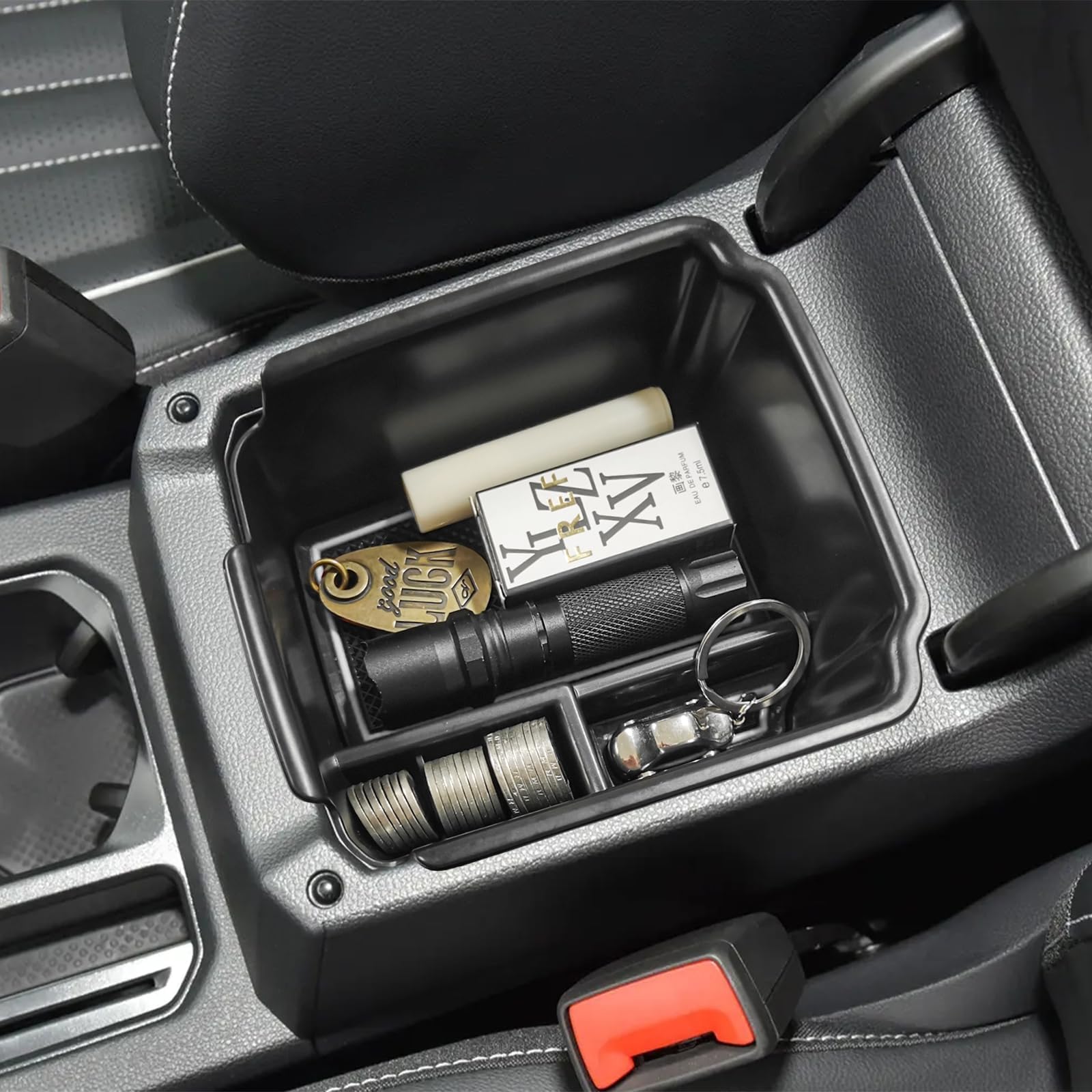 HGWEI Center Console Organizer Compatible with VW Tiguan 2018 2019 2020 2021 2022 2023 2024 And Volkswagen Taos 2022-2025, ABS Insert Tray Armrest Storage Box Interior Accessories, White