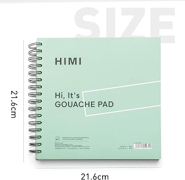 HIMI Gouache Pad 8.5X8.5''(98lb/160g) 50 Sheets Mix Paper Pad, Side Wire Bound, Fine Texture, in Gouache Acrylic Art Pad for Sketching, Ink Sketch Book, Art Supplies Drawing Pad Gift (Green)