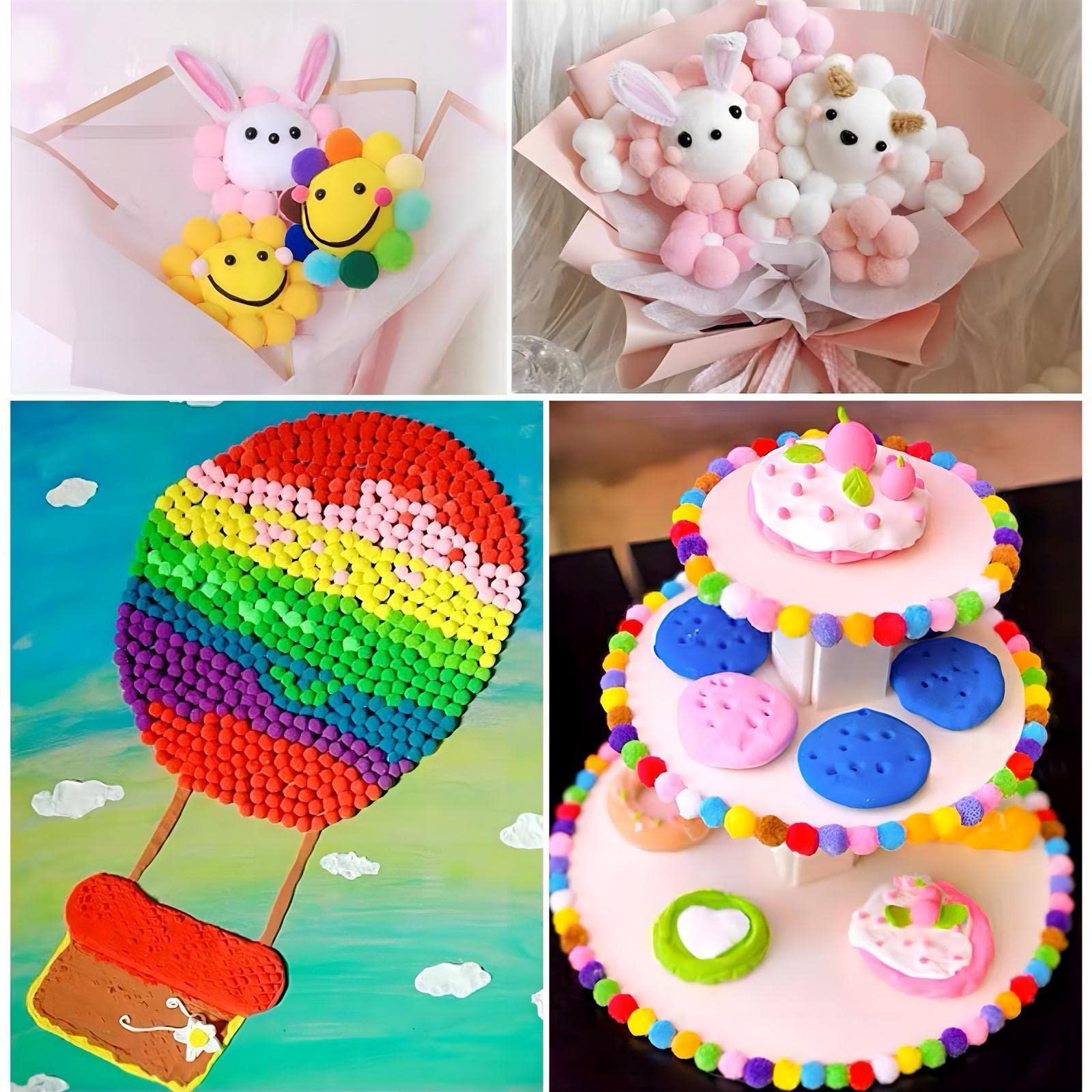 Pom Poms, Mini Pom Poms, 30 mm Pompony do rękodzieła Kulki Puszyste kolorowe mini pompony Puszyste pluszowe kulki Kolorowe pompony Kolorowe puszyste pompony(No.33 Water Pink,40 Stück)