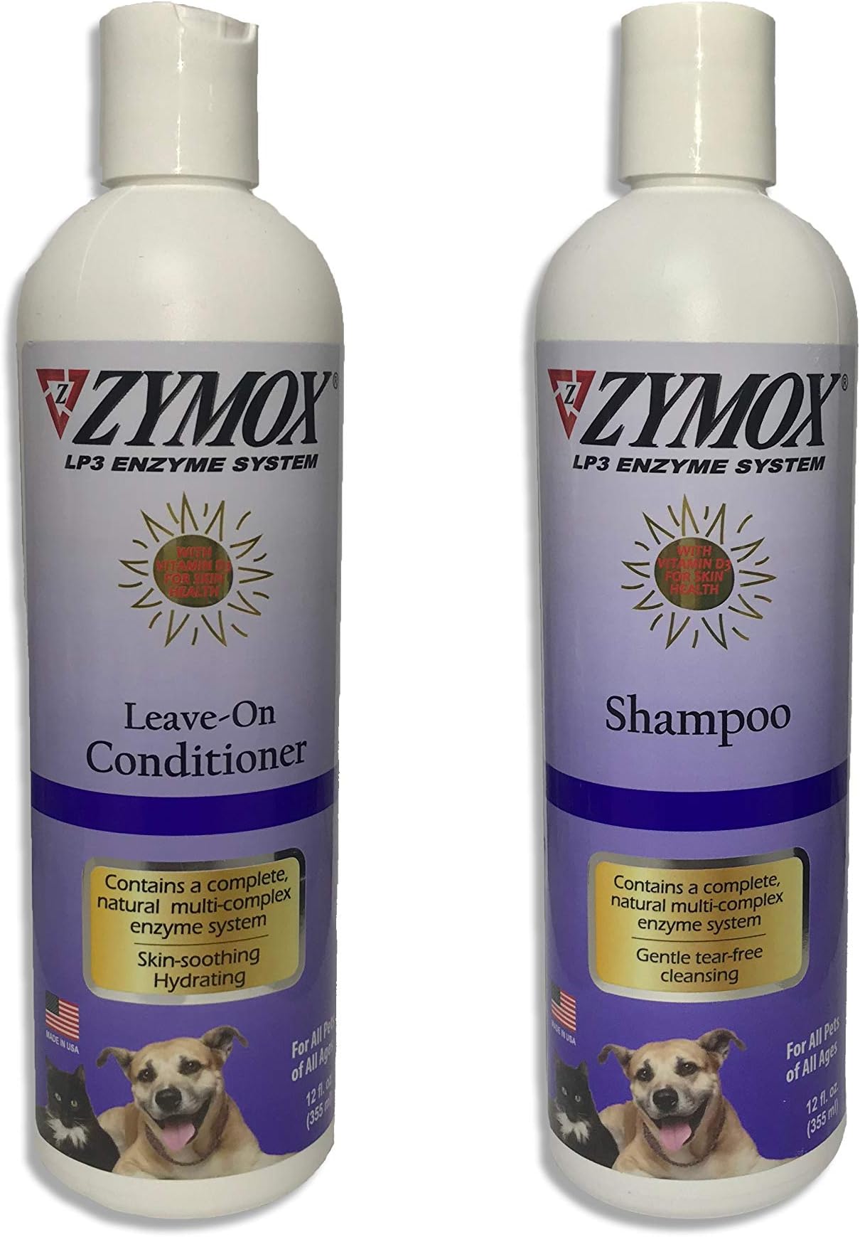 Zymox Itch 12oz Relief Dog Shampoo and 12oz Conditioning Rinse Bundle, with Bonus