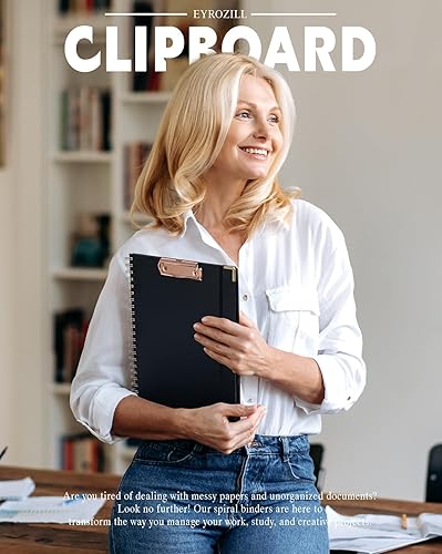 Miniatura 2 de EYROZILL Portapapeles con almacenamiento, portapapeles para tamaño carta, tablero de clip con 5 carpetas y 10 bolsillos, bonito portapapeles en