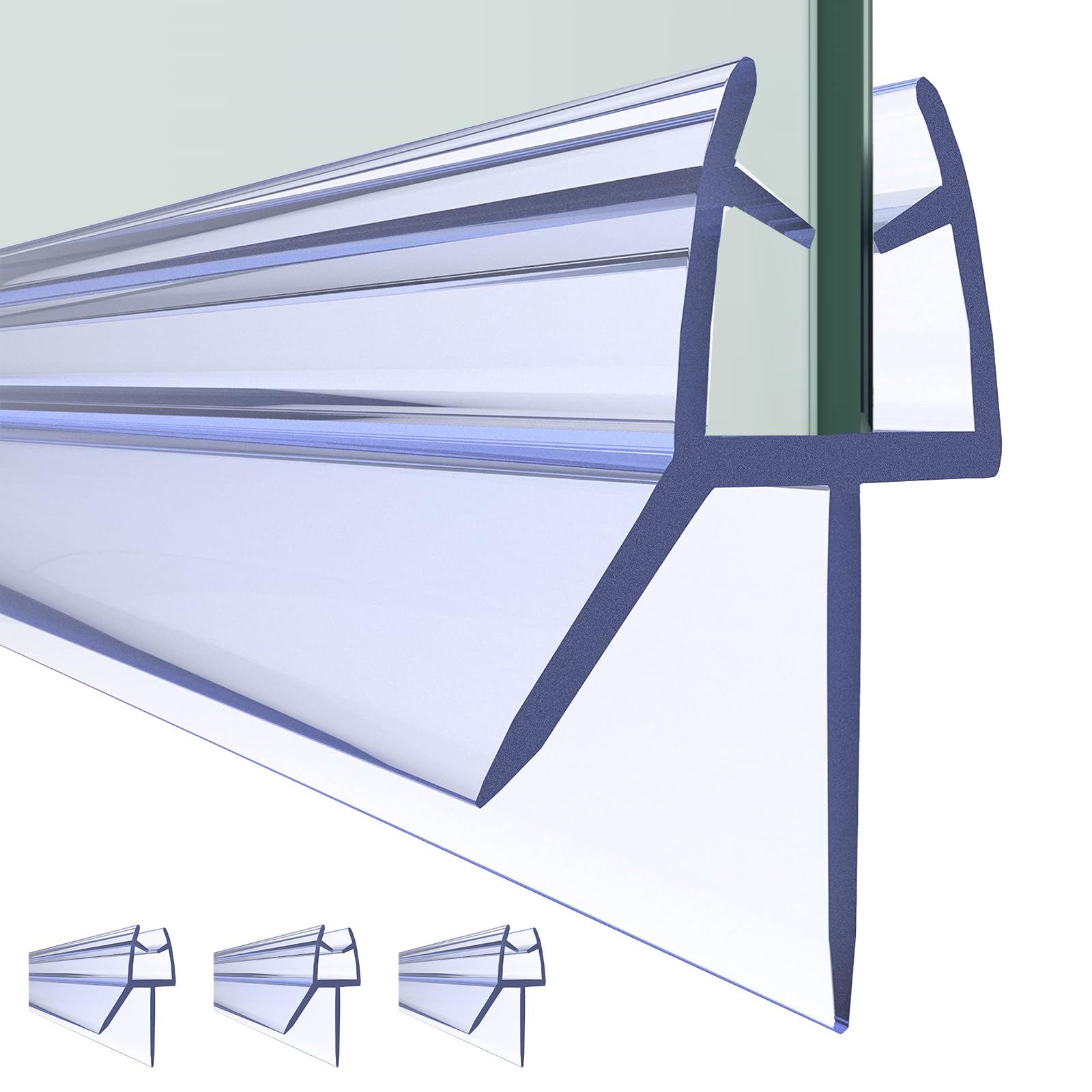 Shower Screen Seal Strip 4-6mm, 4 PCS Shower Door Seal Strip up to 20mm Gap, 120cm Bath Shower Glass Seal Strip Replacement Adjustable Length Shower Water Barrier (4 * 30cm)