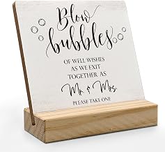 Wedding Bubbles Desk Decor, Wedding Decor, Bubbles for Wedding, Bubbles Wedding Wood Plaque Sign, Wedding Accessories for Reception Wooden Plaque Sign with Wood Stand for Wedding Send Off