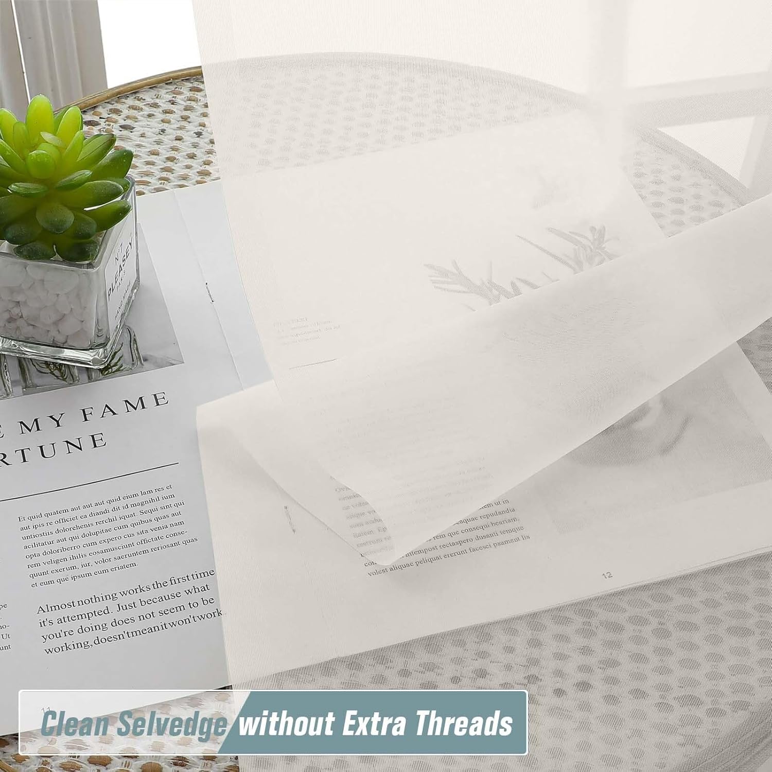 Extra Wide Sheer Ivory Curtains 144 Inches Long 2 Panels, Extra Long Light Filtering Soft Airy Transparent Patio Curtains for Sliding Glass Door, Top Dual Rod Pocket, 12FT, 2x59Wx144L Inches