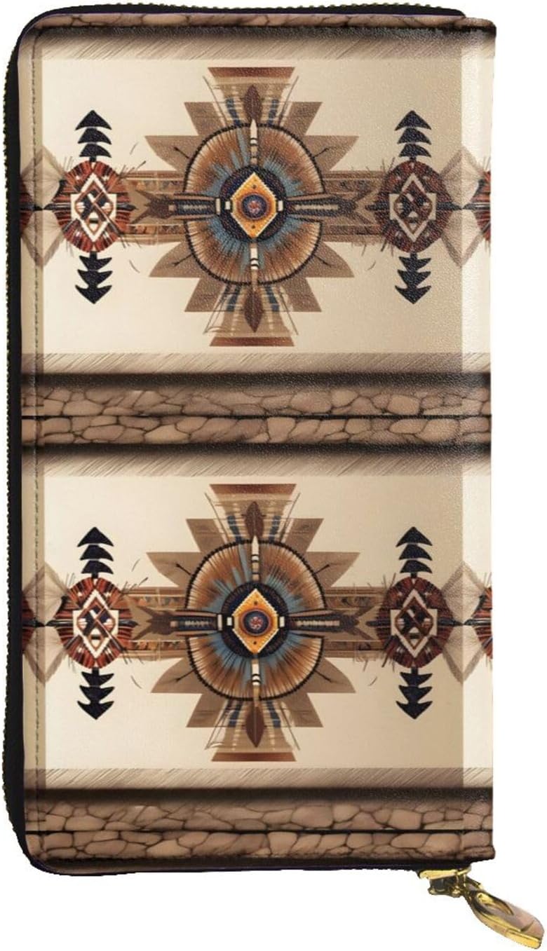 Native American Painting Women's wallet, clutch wallet, with zipper, large capacity.