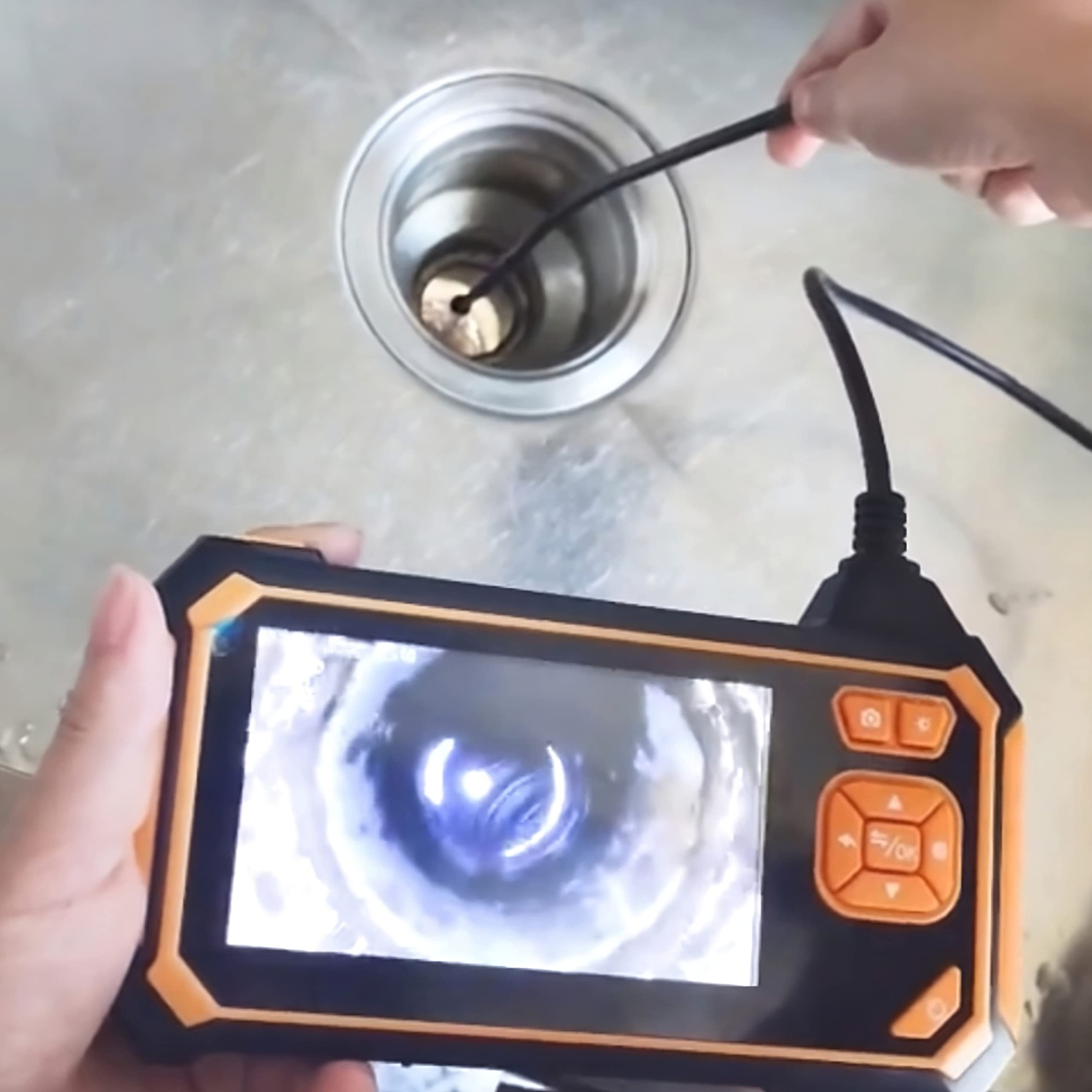 Retoo Endoscopio Cámara de Inspección Industrial Digital de alcantarilladoImpermeable IP67 4,3 Pulgadas Pantalla HD Cable De Serpiente Semirrígido De 3 M LED Sonda