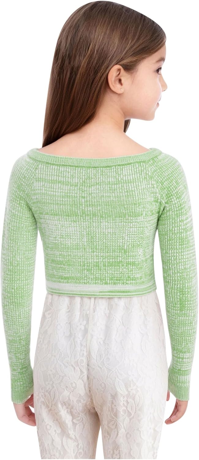 TiaoBug Kids Girls Ballet Dance Tops Knitted Pullover Warm Up Long Sleeve Thumb Holes Sweater Birthday Gifts