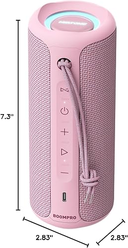 Miniatura 8 de MIATONE Altavoz Bluetooth Portátil 36W Sonido Estéreo Aumento de Graves, 24H Tiempo de Reproducción Bluetooth 5.3 Emparejamiento TWS (Rosa)