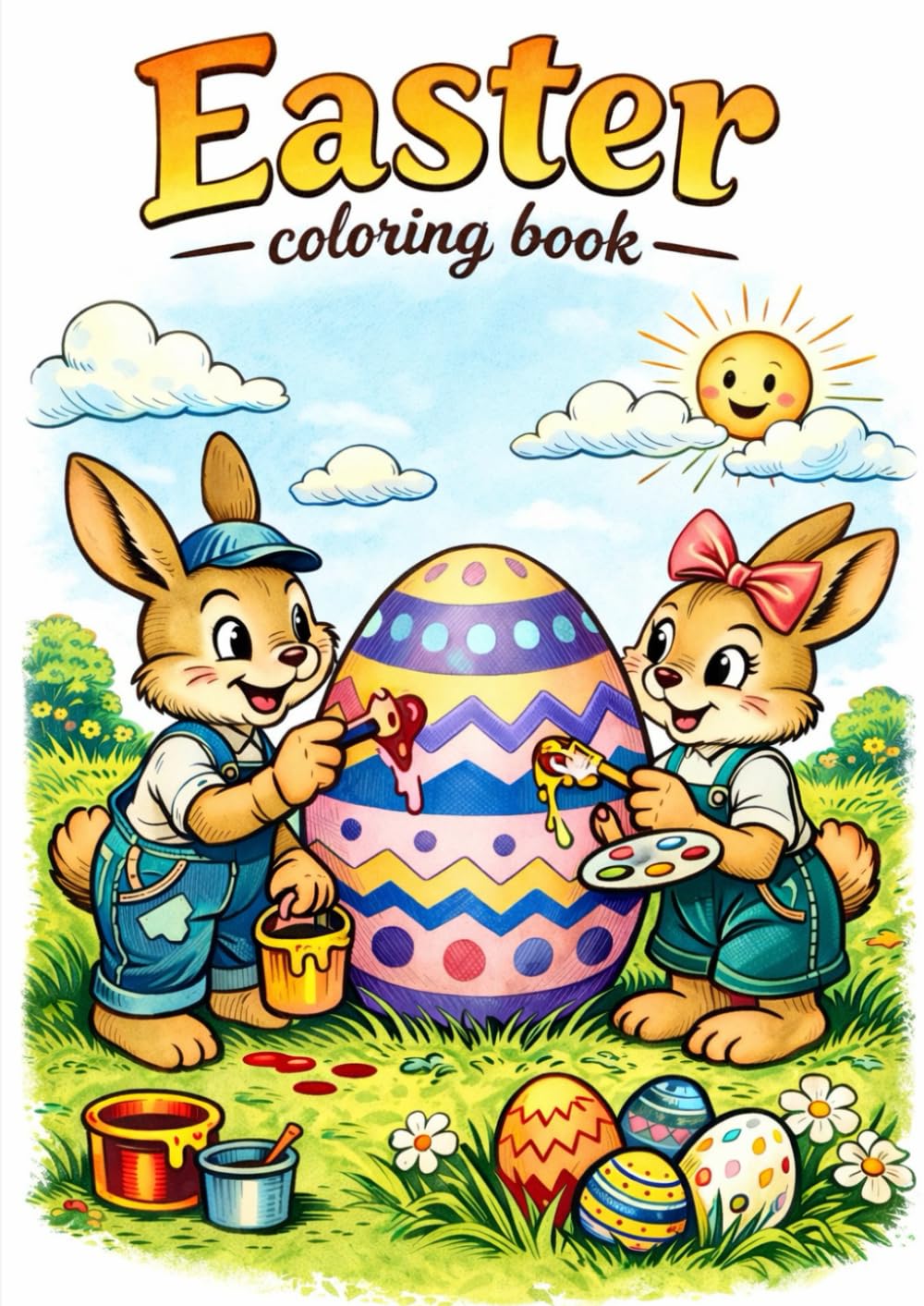 Happy Easter: Easter coloring book