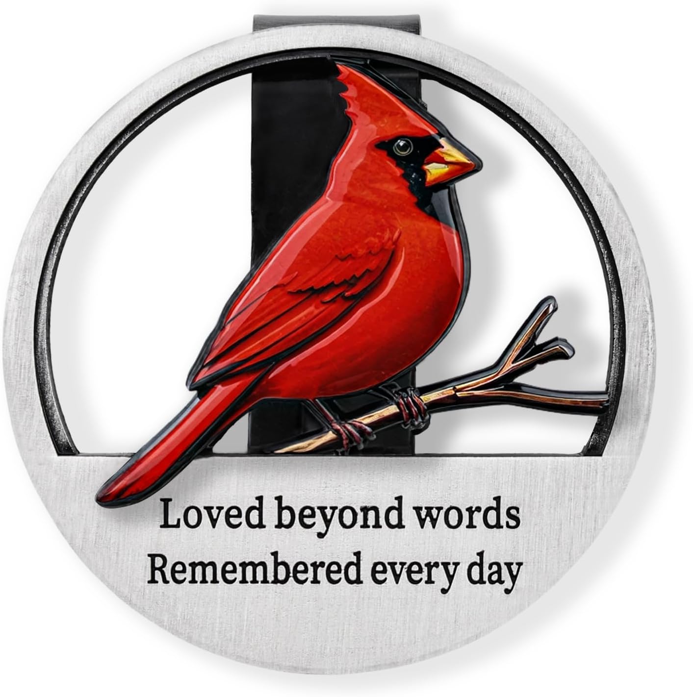 Cardinal Memorial Sun Visor Clip, Cardinal Bird Car Visor Keepsake, Sympathy Gift for Loss of Loved One (Red)
