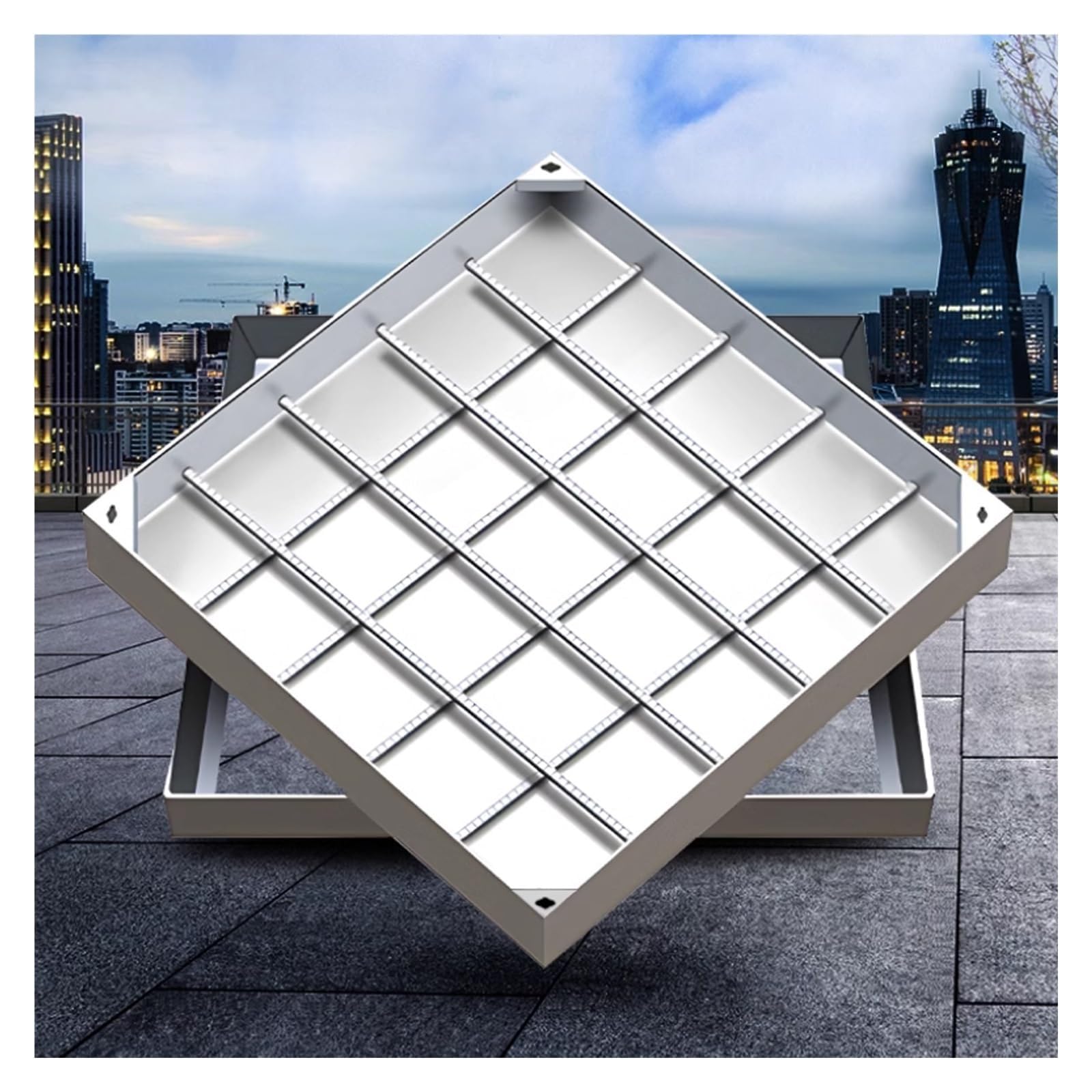 Cubiertas para tanque séptico de 12 a 42 pulgadas, cubierta invisible de acero resistente para cuencas de aguas residuales, calzadas, patios y jardines (50 x 70 cm)
