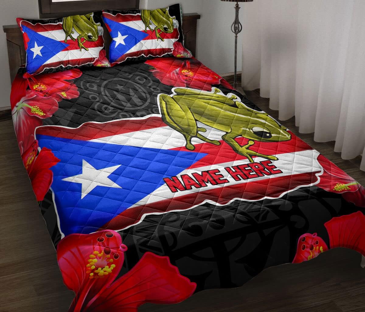 OhaPrints Custom Puerto Rican Coqui Puerto Rico Flag