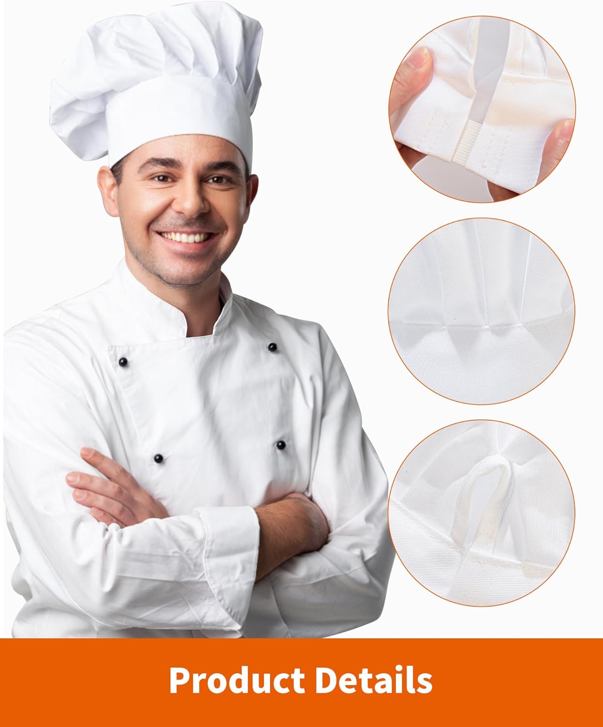 Xeoxarel Chef's Hats Adjustable Elastic Baker Kitchen Cooking Chef Cap for Adult/Kids - Image 6