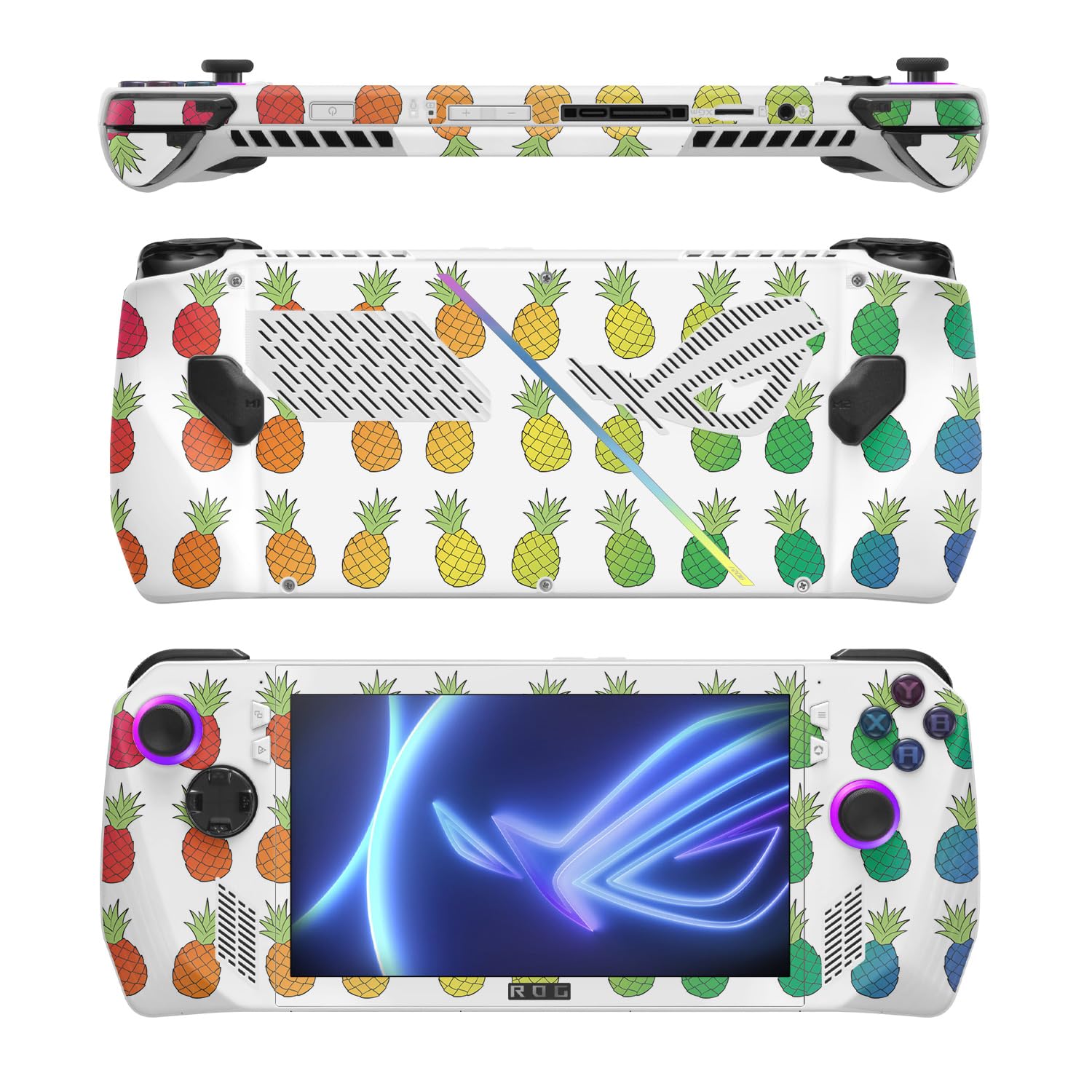 MightySkins Skin Compatible with Asus ROG Ally - Rainbow Pineapples | Protective, Durable, and Unique Vinyl Decal wrap Cover | Easy to Apply