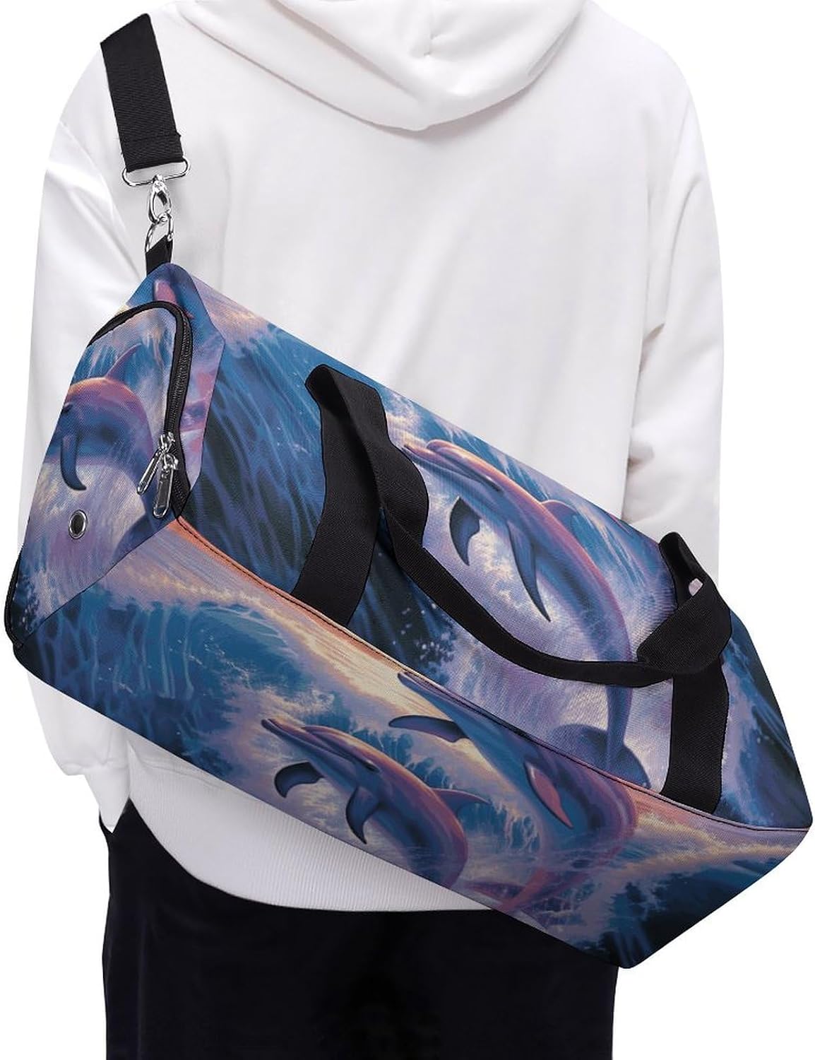 Gym Bag for Men Travel Duffle Bag Dolphins Art Tote Bag Weekender Duffel Bag Weekender Bag for Sports