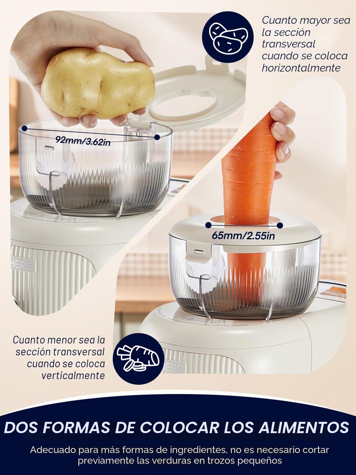 FOHERE Rallador eléctrico multifuncional, 6 cuchillas, 50 W, recipiente de 1,8 l, picadora para verduras, queso, cebollas, zanahorias, pepinos, blanco
