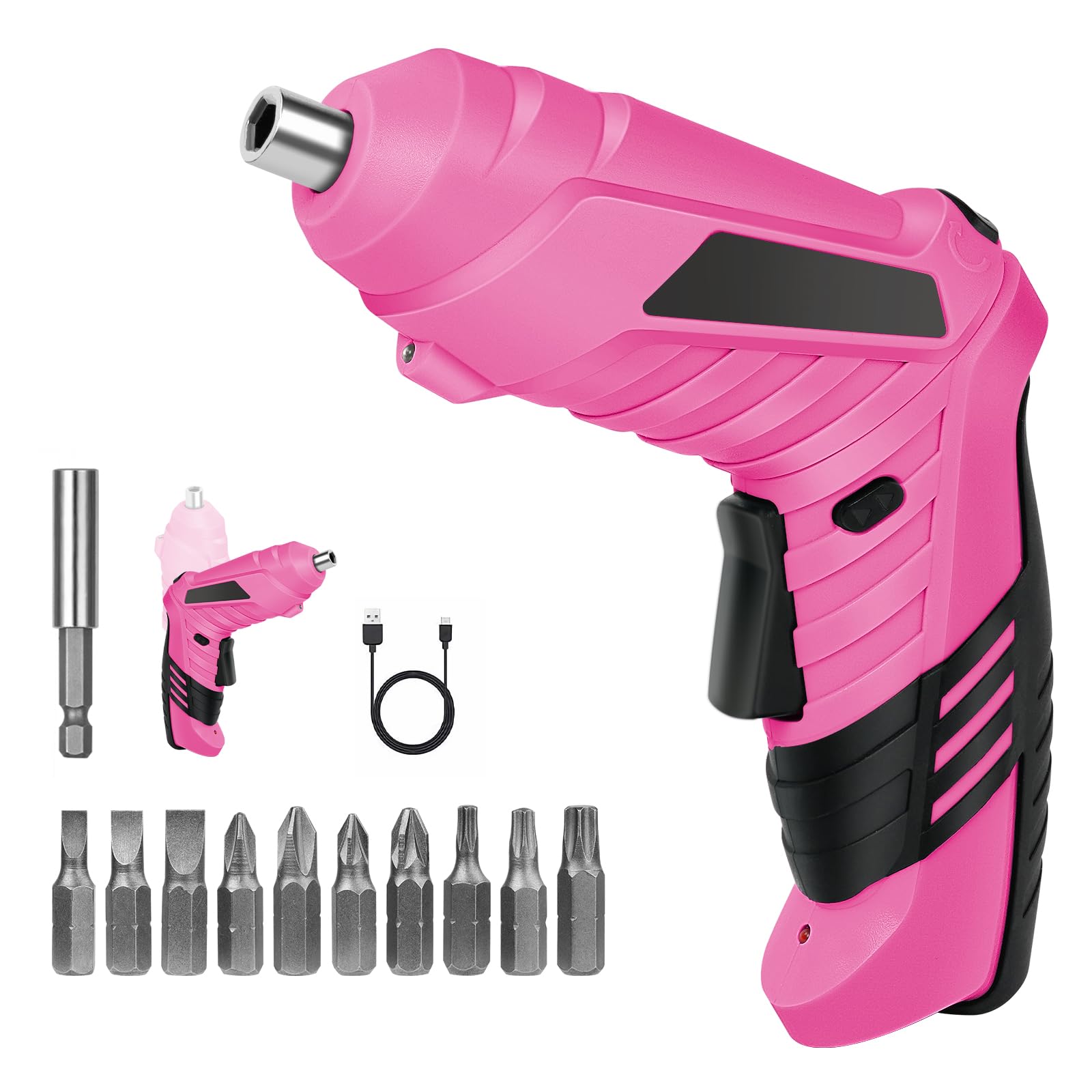 Flintronic Electric Screwdriver Cordless, 3.5N·m Max Torque Electric Screwdriver Kit with 11 Accessories, 3.6V/1300mAh Rechargeable Power Drill Driver, with USB Cable LED Light for Home Office DIY