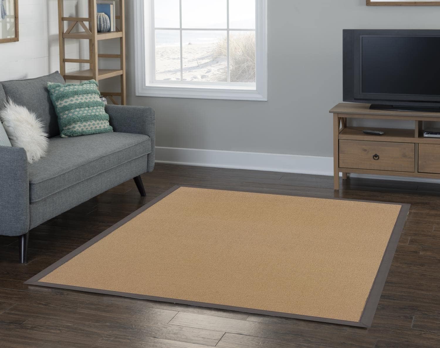 Linon RUG-AT030858 Athena Collection Athena Brown & Slate, Gray, 5 x 8
