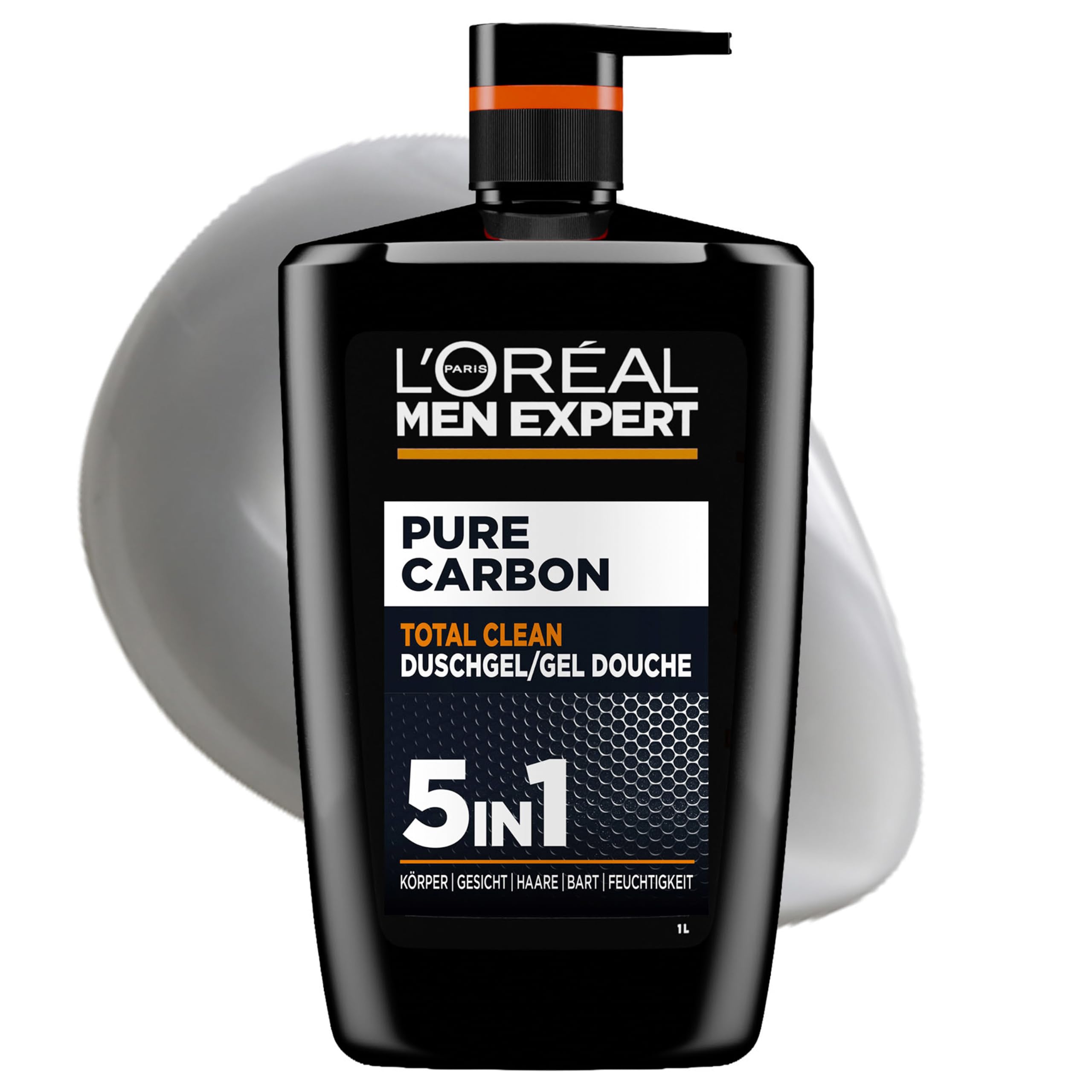 L'Oréal Men Expert XXXL 5in1 Duschgel und Shampoo für Männer Duschbad zur Reinigung von Körper Haar und Gesicht Herren Körperpflege für langanhaltende Frische mit Karbon Pure Carbon 1 x 1000 ml