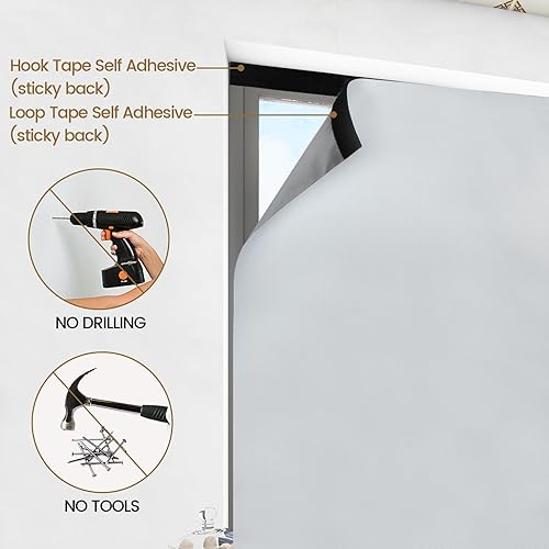 Miniatura 3 de Persianas para ventanas, persianas enrollables 100% opacas, 36 x 72 pulgadas, sin cables, con cintas, sin taladro, persianas opacas de viaje,