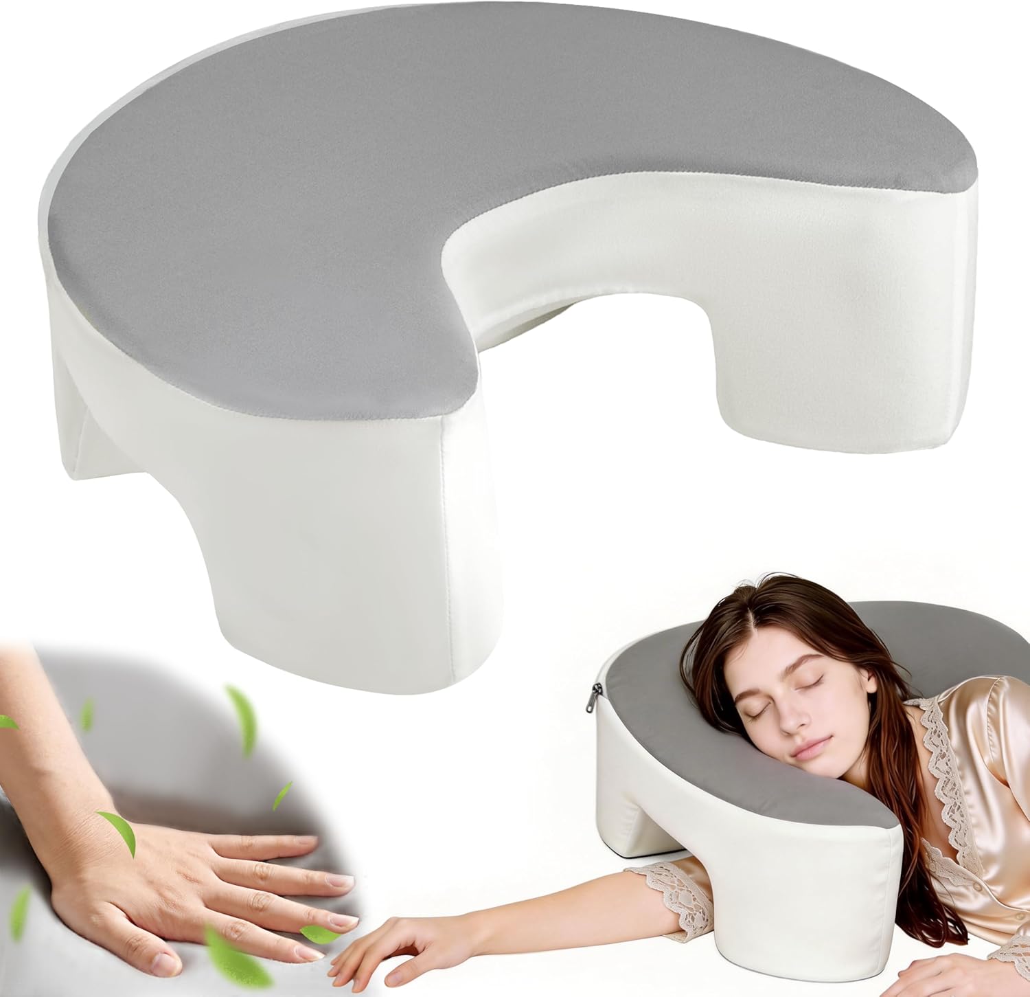 Wnfou Side Sleeper Pillow with Arm Holes for Shoulder Pain Relief, Ergonomic Memory Foam Pillow for Neck & Rotator Cuff Support, Knee Pillow Between Legs for Adults