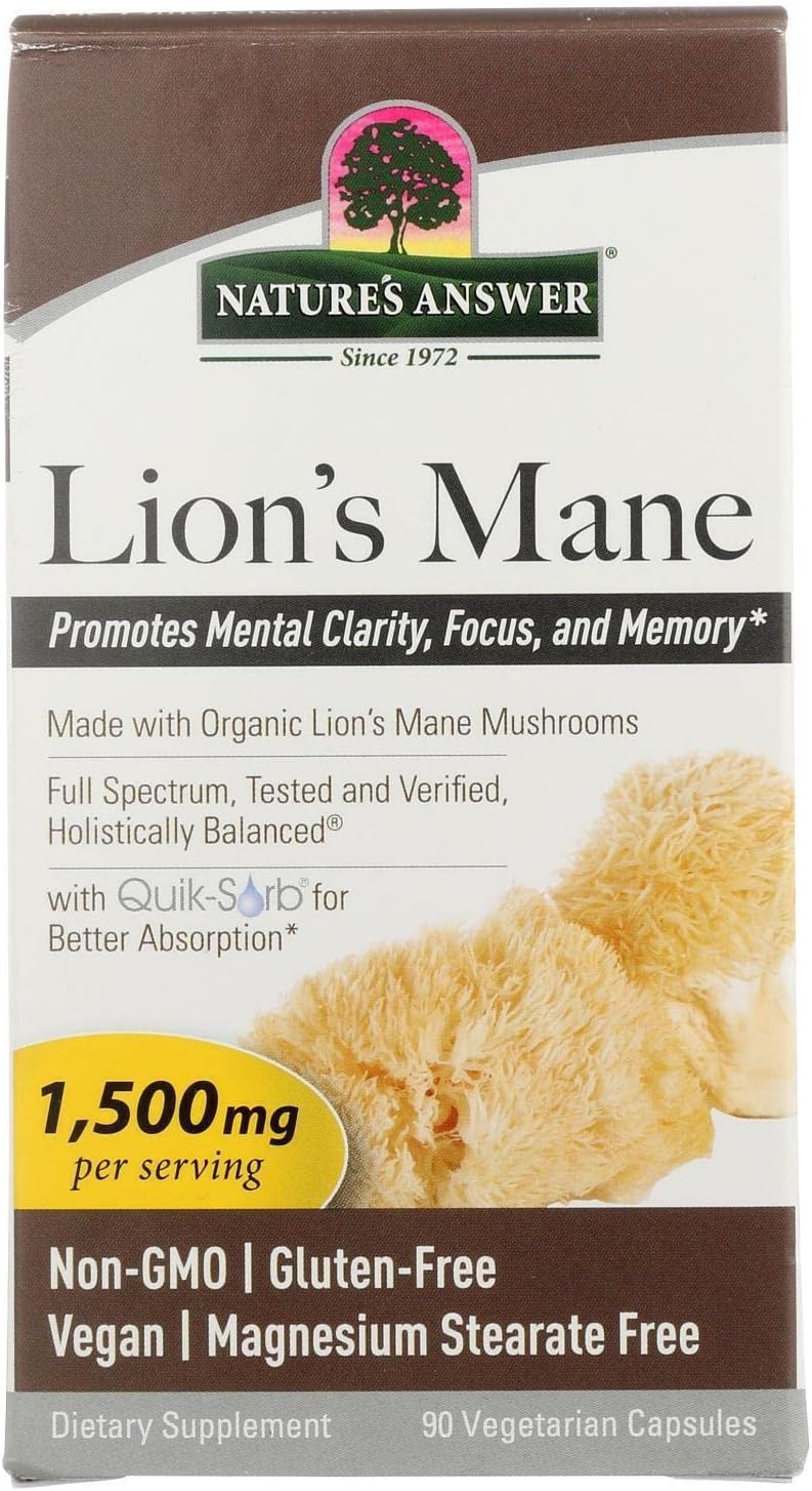 Lions Mane Mushroom Powder Capsules (1500mg | 90ct Powerful Nootropic) Brain Mushroom Supplement for Focus, Memory, Mental Clarity. Pure Lion’s Mane Mushroom Brain Booster Memory & Energy Pills